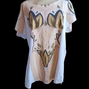 Vintage 90's Women's T-shirt XL Fun 2 Wear Fantasies Sexy Body AOP Glitter Glam